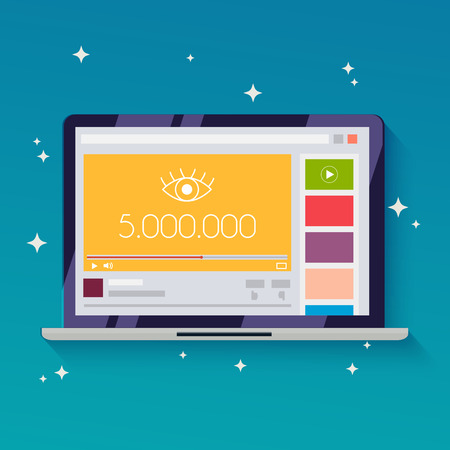 Online video with 5 million views. Flat design style modern vector illustration concept.のイラスト素材