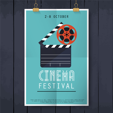 Movie cinema festival poster. Flat design modern vector illustration concept.のイラスト素材