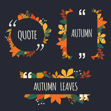 Quote blank template. Autumn design elements with leaves.  Paper sheet, information, text  for your design.のイラスト素材