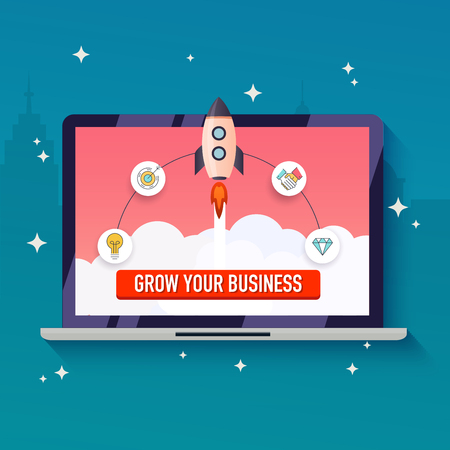 Grow your business concept. Flat design modern vector illustration.のイラスト素材