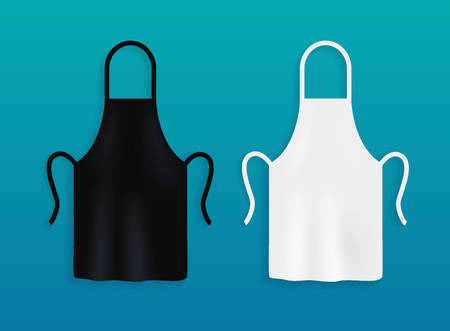 White and black kitchen aprons. Chef uniform for cooking.のイラスト素材