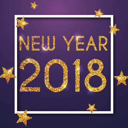 New year 2018 Greeting Card. Typography postcard template. Vector illustration.のイラスト素材