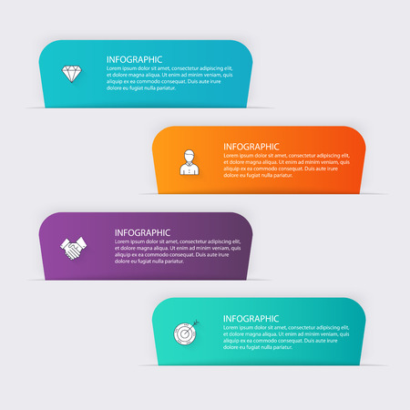 Vector colorful info graphics for your business presentations. Can be used  website layout, numbered banners, diagram, horizontal cutout lines, web design.のイラスト素材