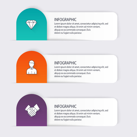 Vector colorful info graphics for your business presentations. Can be used  website layout, numbered banners, diagram, horizontal cutout lines, web design.のイラスト素材