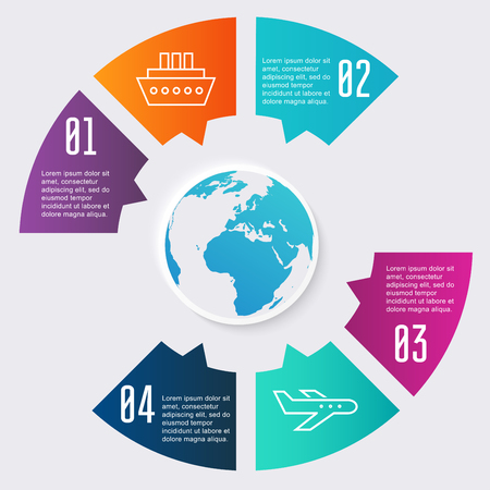 Vector colorful info graphics for your business presentations. Can be used  website layout, numbered banners, diagram, horizontal cutout lines, web design.のイラスト素材