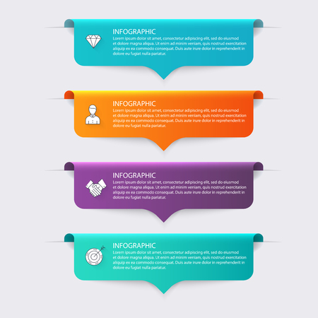 Vector colorful info graphics for your business presentations. Can be used  website layout, numbered banners, diagram, horizontal cutout lines, web design.のイラスト素材