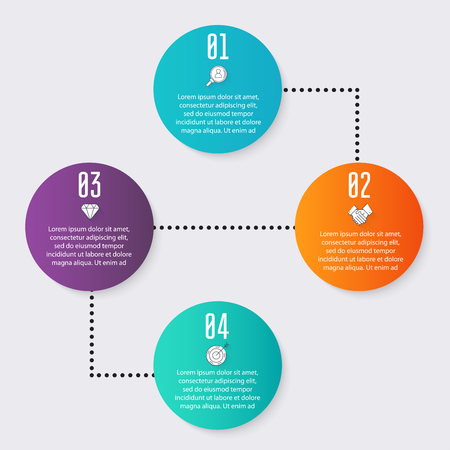 Vector colorful info graphics for your business presentations. Can be used  website layout, numbered banners, diagram, horizontal cutout lines, web design.のイラスト素材