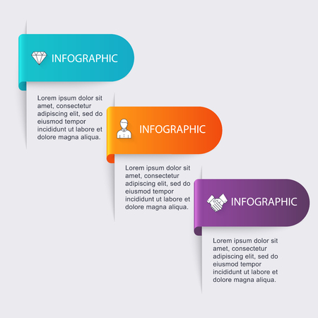 Vector colorful info graphics for your business presentations. Can be used  website layout, numbered banners, diagram, horizontal cutout lines, web design.のイラスト素材