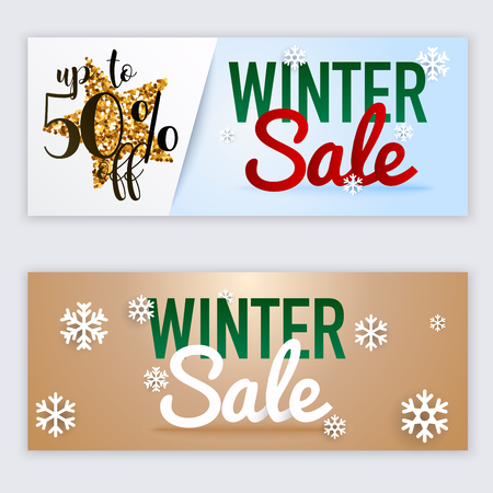 Winter sale website banners web template. Can be used for mobile website banners, web design, posters, email and newsletter designs.のイラスト素材