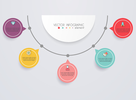 Vector colorful info graphics for your business presentations. Can be used for website layout, numbered banners, diagram, horizontal cutout lines, web design.のイラスト素材