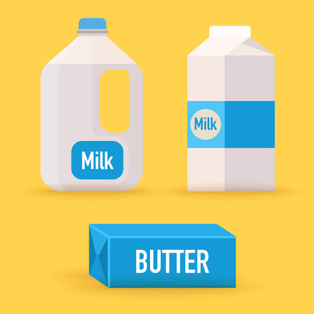 Dairy milk products in flat design modern vector illustration concept.のイラスト素材