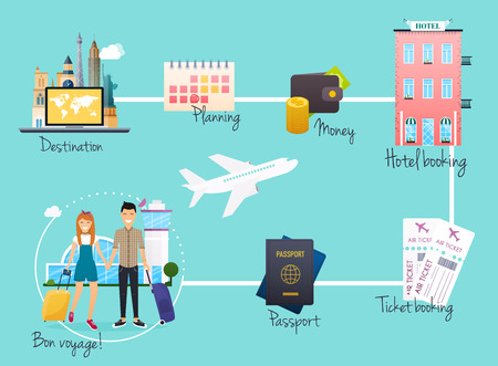 Travel  and tourism infographic.  Infographics for business, web sites, presentations, advertising.  Flat design modern vector illustration concept.のイラスト素材