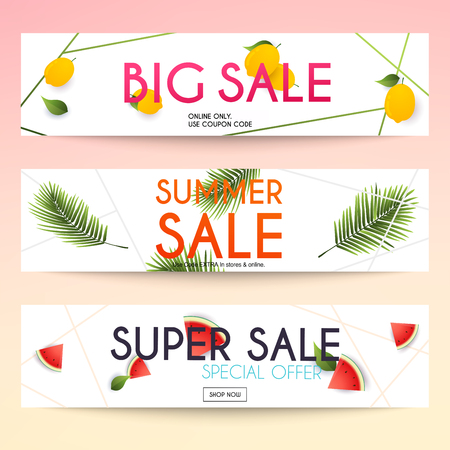 Set of sale banners design, discounts and special offer. Shopping background, label for business promotion. Vector illustration.のイラスト素材