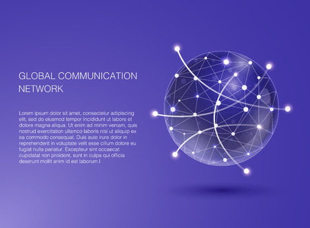 Global communication network. Flat Design Illustration for Web Sites Infographic. Communication Systems and Technologies.のイラスト素材