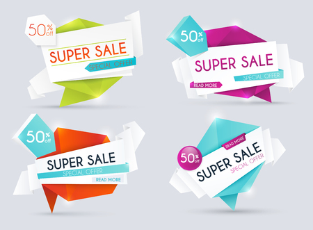 Sale banners design, discounts and special offer. Shopping background, label for business promotion. Vector illustration.のイラスト素材
