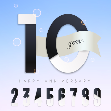 10 years anniversary emblem. Set of numbers.のイラスト素材