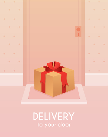 Delivery to your door. Flat design modern vector illustration concept.のイラスト素材