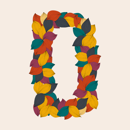 Alphabet letters from leaves.  Vector illustration.のイラスト素材