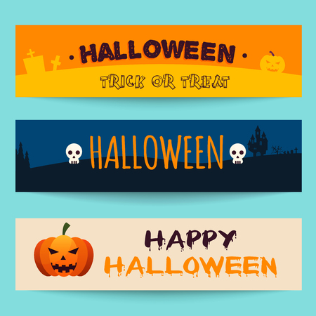 Happy halloween banner. Flat design modern vector illustration concept.のイラスト素材