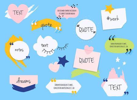 Quote blank template. Design elements, circle business card, paper sheet, information, text  for your design.のイラスト素材