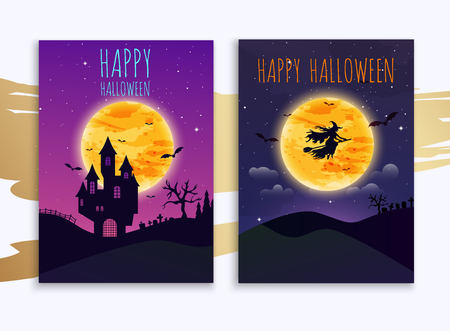 Happy halloween banner. Flat design modern vector illustration concept.のイラスト素材