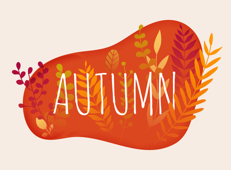 Hello autumn. Autumn leafs on the background. Flat design modern vector illustration concept.のイラスト素材