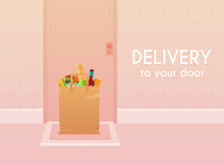 Delivery to your door. Flat design modern vector illustration concept.のイラスト素材