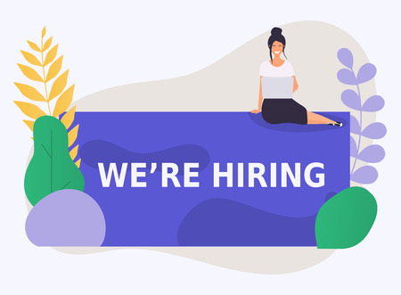 WE'RE HIRING banner. Business hiring and recruiting concept.のイラスト素材