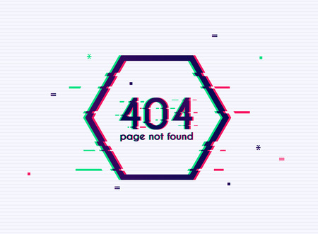 Error with glitch effect on screen. Error 404 page not found. Flat design modern vector illustration...