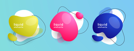 Set of abstract liquid shape. Abstract banners. Style promotion banner, price tag, speech bubble, sticker, badge, poster.のイラスト素材
