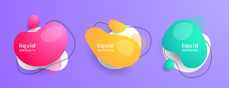 Set of abstract liquid shape. Abstract banners. Style promotion banner, price tag, speech bubble, sticker, badge, poster.のイラスト素材