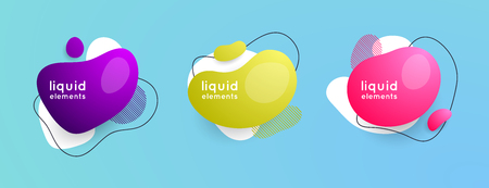 Set of abstract liquid shape. Abstract banners. Style promotion banner, price tag, speech bubble, sticker, badge, poster.のイラスト素材