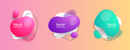 Set of abstract liquid shape. Abstract banners. Style promotion banner, price tag, speech bubble, sticker, badge, poster.のイラスト素材