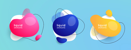Set of abstract liquid shape. Abstract banners. Style promotion banner, price tag, speech bubble, sticker, badge, poster.のイラスト素材