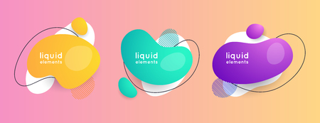 Set of abstract liquid shape. Abstract banners. Style promotion banner, price tag, speech bubble, sticker, badge, poster.のイラスト素材