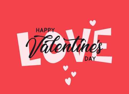 Happy valentines day greetings card design.Typography poster with handwritten calligraphy text. Vector illustration.のイラスト素材