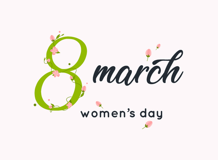 International women's day greeting card. 8 March. Typography poster with handwritten calligraphy text. Vector illustration.のイラスト素材