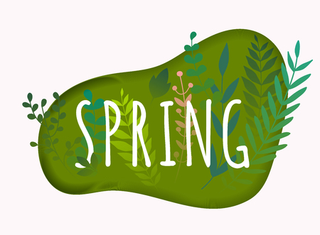 Spring. Spring leafs on the background. Flat design modern vector illustration concept.のイラスト素材