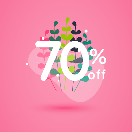 Sale discount icons with leafs design. Special offer price signs.のイラスト素材