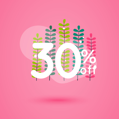 Sale discount icons with leafs design. Special offer price signs.のイラスト素材