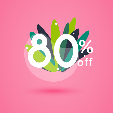 Sale discount icons with leafs design. Special offer price signs.のイラスト素材