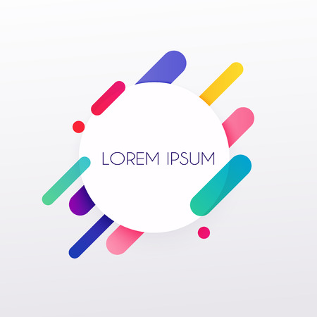 Paper card and abstract colorful shapes. Neon lines and circles. Concept for web banners, websites, infographics.のイラスト素材