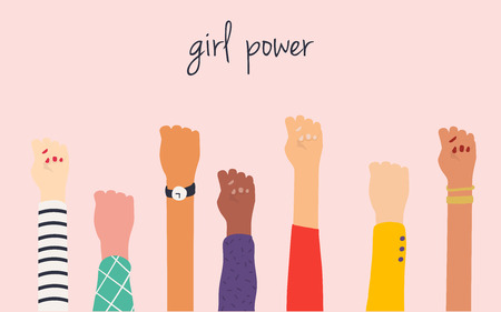 Women's hands. Girl Power. Feminism symbol.のイラスト素材