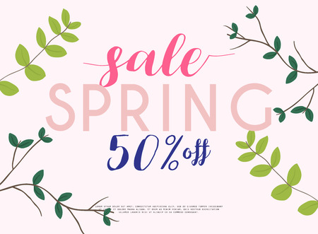Sale Banner with flowers, Poster, Flyer. Vector illustration.のイラスト素材