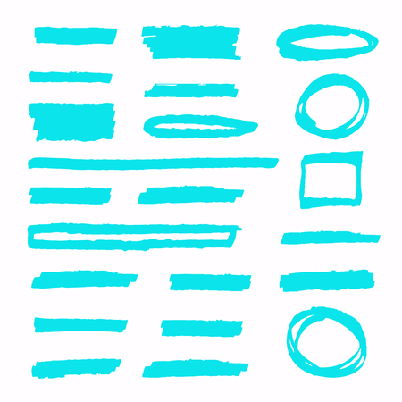 Hand-drawn shapes and lines. Highlighter strokes isolated on white background vector set.のイラスト素材