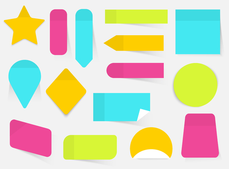 Illustration of a colored set of sticky notes. Flat design modern vector business concept.のイラスト素材