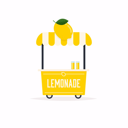 Lemonade stand cart. Street food cart. Vector Illustration.のイラスト素材