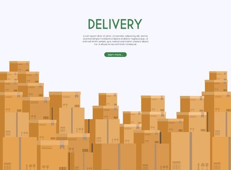 Boxes in stock of a delivery service depicted.  Vector modern flat creative info graphics design on  application. のイラスト素材