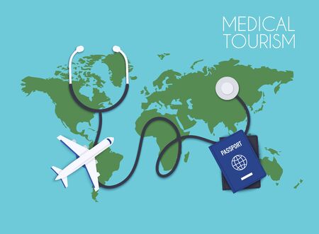 Medical tourism. Flat design modern vector illustration concept.のイラスト素材