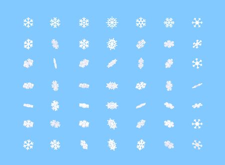 Set of winter snowflakes in different position for animation.  3D cartoon animation effect illustrations for design and decoration.のイラスト素材